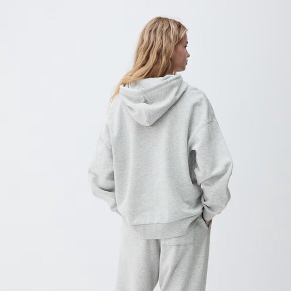 H&M - NEW Gray Loose Fit Hoodie drawstring hood long sleeves kangaroo Large - Picture 9 of 9